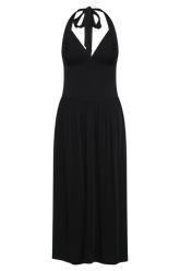 Harriette Halter Midi Dress - Black